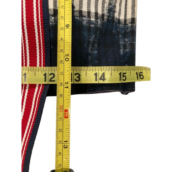 Inouitoosh Street Bag 100% Cotton Shopping Tote Printed Blue White Batik & Plaid - Picture 4 of 8